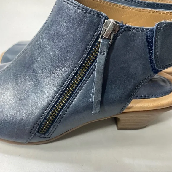 Earth Kristy Admiral Blue Leather Heel Zipper Velcro Sandals 7.5 B - Picture 7 of 16